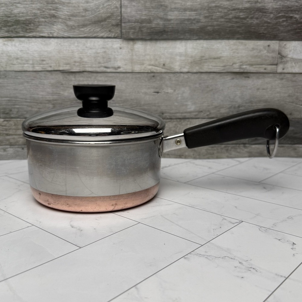 Revere Ware 1 QT - Sauce Pan - 1801 Copper Bottom Pot - Made In USA